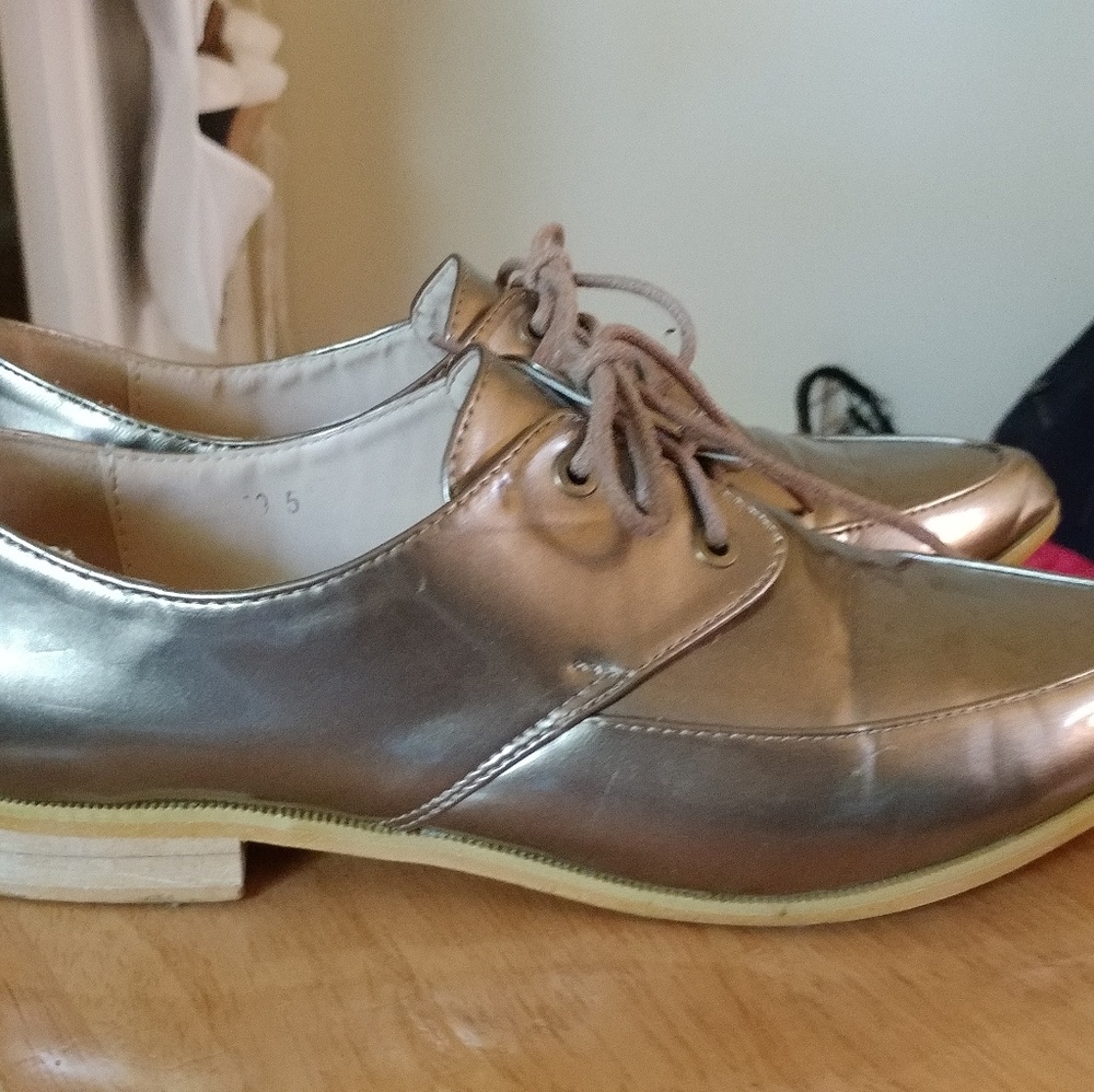 Bronze metallic shoes